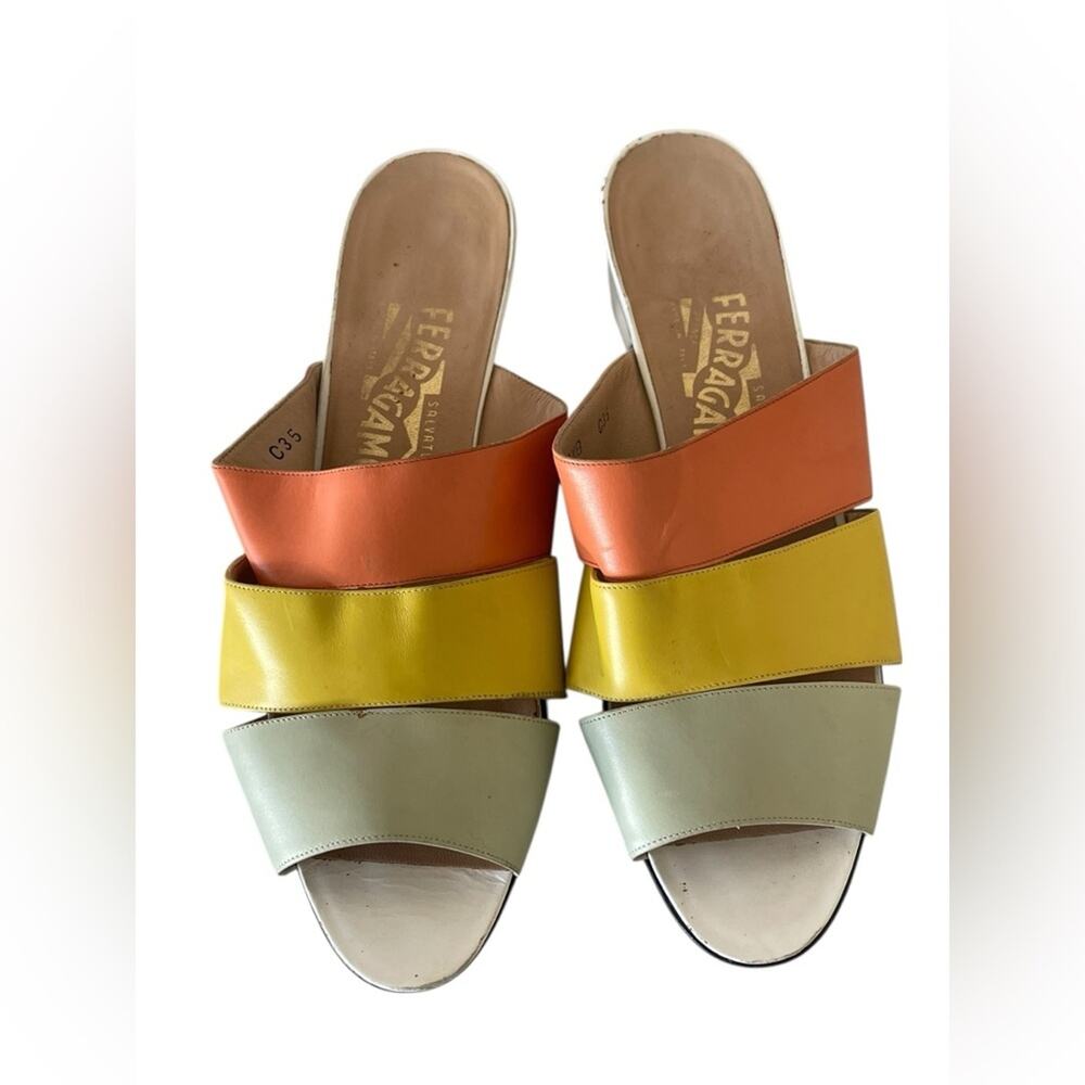 Salvatore Ferragamo Women's Multicolor Leather Sandals 9.5 B